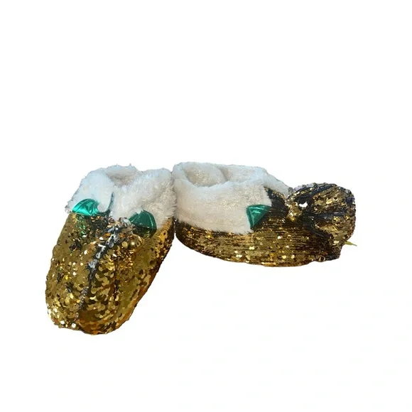 Dan Dee Collectors Choice sequined elf slippers with golden bells. Size Medium - Picture 5 of 13